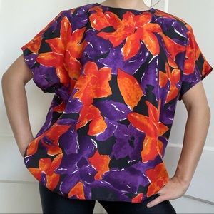Vintage Schrader Separates Floral Silk Top